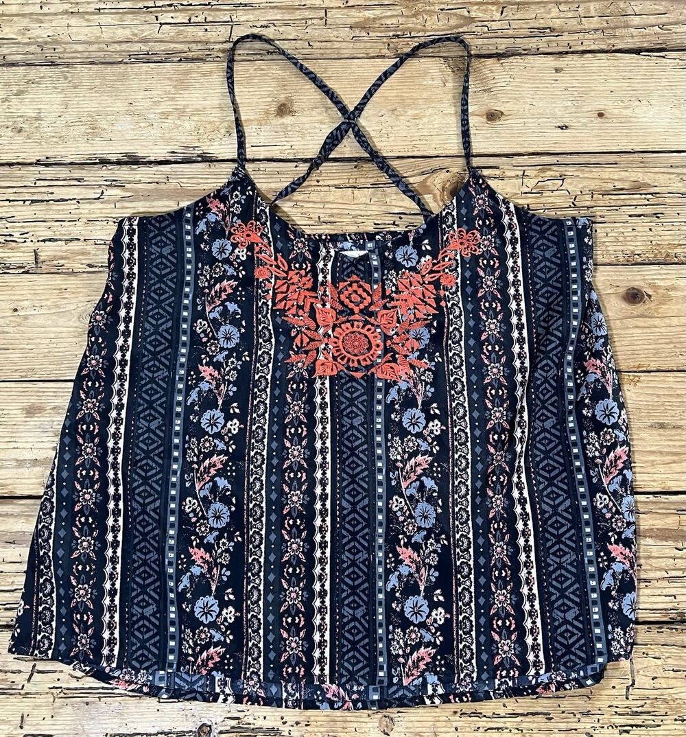 Hollister Women’s Size S Multicolored Boho Embroidered Tank